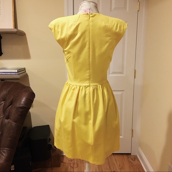 French Connection Yellow Flare Dress. - Picture 3 of 5